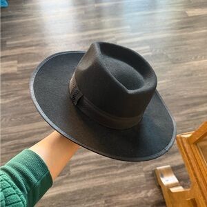 Black Wool wide brim hat